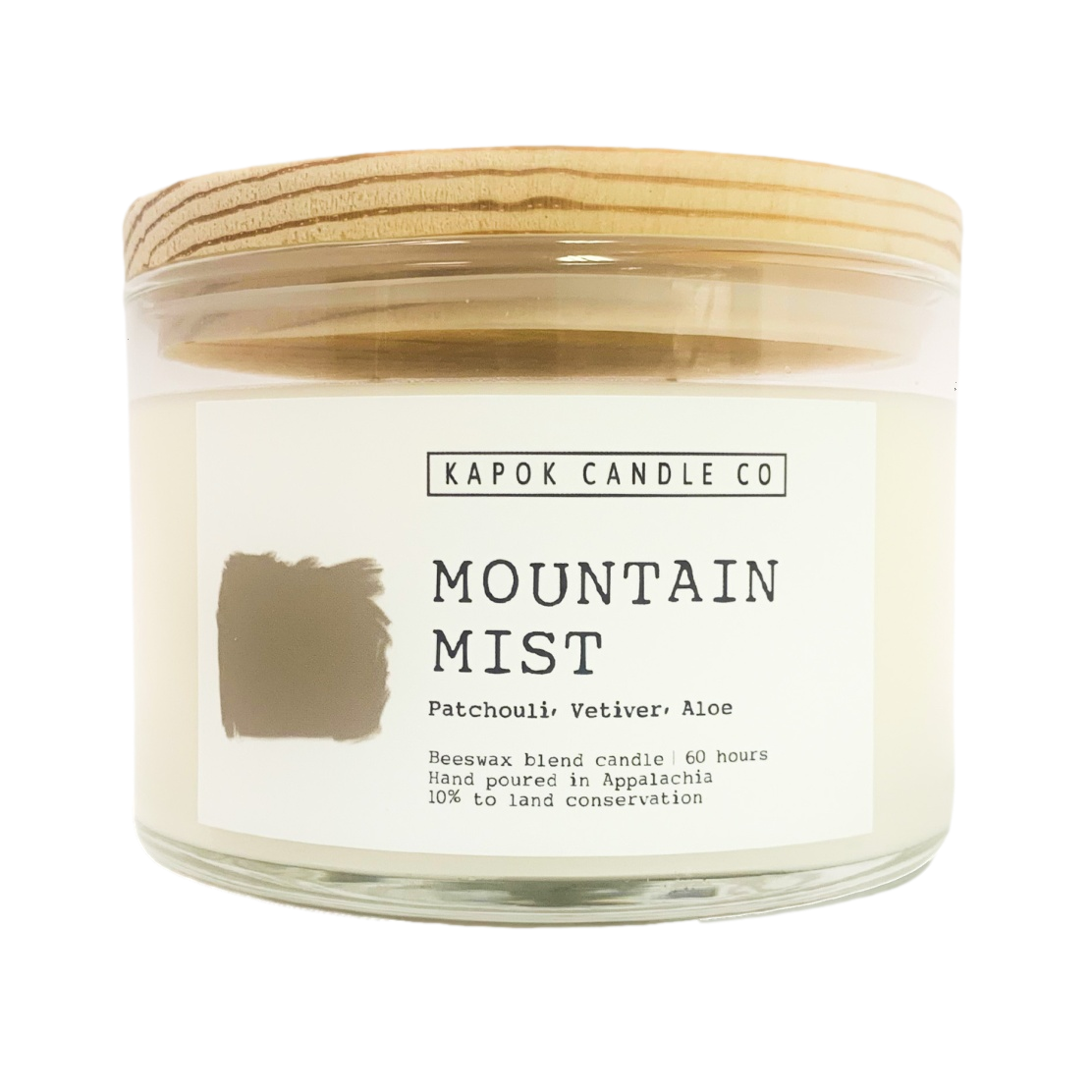 Mountain Mist Beeswax Blend Candle, 100% Cotton Wicks, Wooden Lid